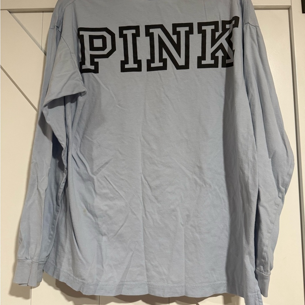 PINK Victoria's Secret Light Blue Long Sleeve Tee - Picture 3 of 4